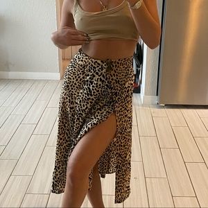 Leopard Print Midi Skirt